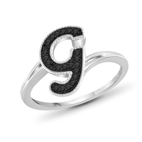 Black Diamond Accent Sterling Silver "A TO Z " Initial Spell it Out Ring