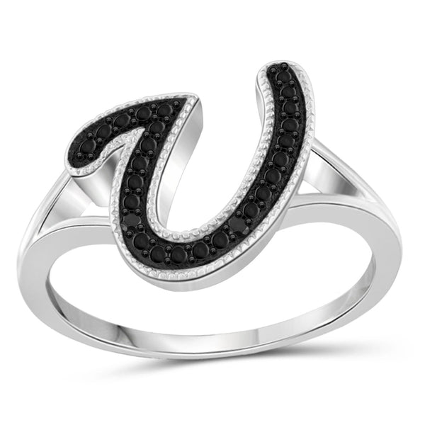 Black Diamond Accent Sterling Silver "A TO Z " Initial Spell it Out Ring