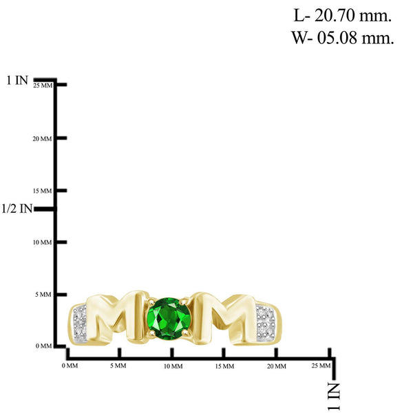 0.27 Carat T.G.W. Chrome Diopside Gemstone and White Diamond Accent 14K Gold-Plated Mother Ring