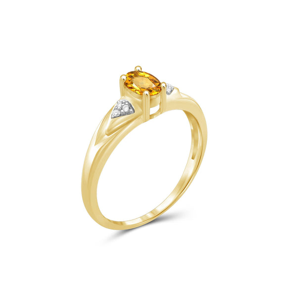 1/2ct TW Citrine and Diamond Accent 14K Gold-Plated Ring