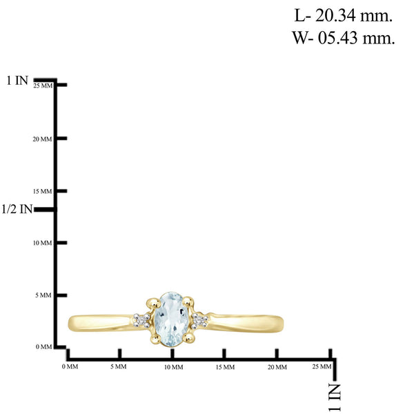 Aquamarine Ring Birthstone Jewelry – 0.20 Carat Aquamarine 14K Gold-Plated Ring Jewelry with White Diamond Accent – Gemstone Rings with Hypoallergenic 14K Gold-Plated Band