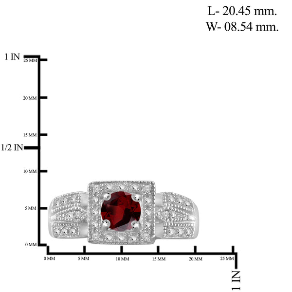 1/2 Carat T.G.W. Garnet And White Diamond Accent Sterling Silver Or 14K Gold- Plated Ring