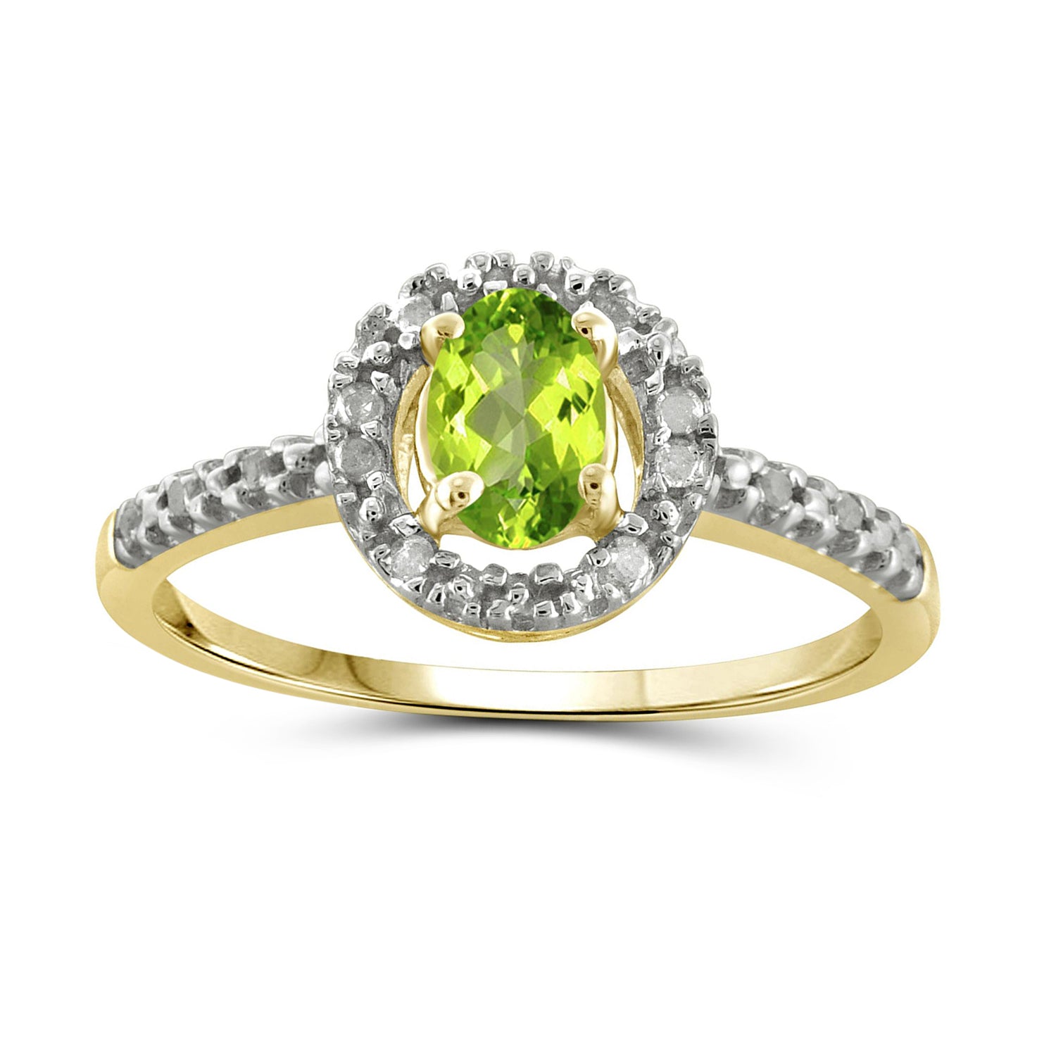 1/2 Carat T.G.W. Peridot And 1/20 Carat T.W. White Diamond 14K Gold-plated Ring