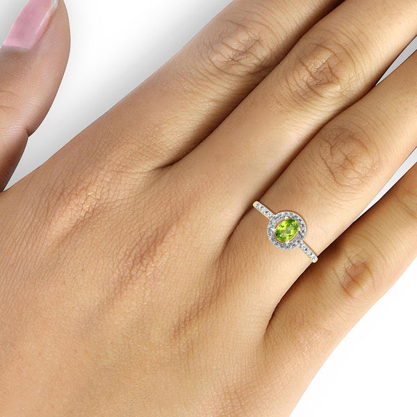 1/2 Carat T.G.W. Peridot And 1/20 Carat T.W. White Diamond 14K Gold-plated Ring