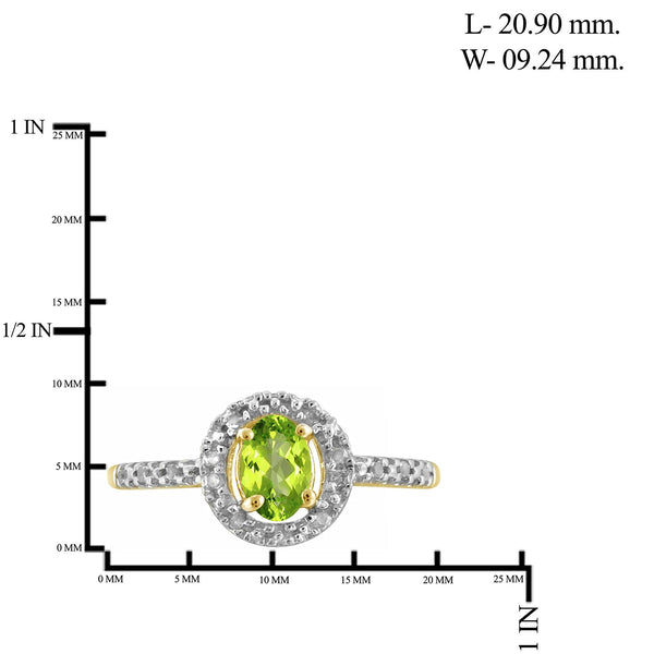 1/2 Carat T.G.W. Peridot And 1/20 Carat T.W. White Diamond 14K Gold-plated Ring