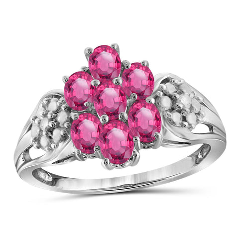 1 1/10 Carat T.G.W. Pink Topaz And White Diamond Accent Sterling Silver Ring