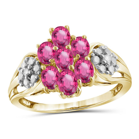 1 1/10 Carat T.G.W. Pink Topaz And White Diamond Accent 14K Gold-Plated Ring