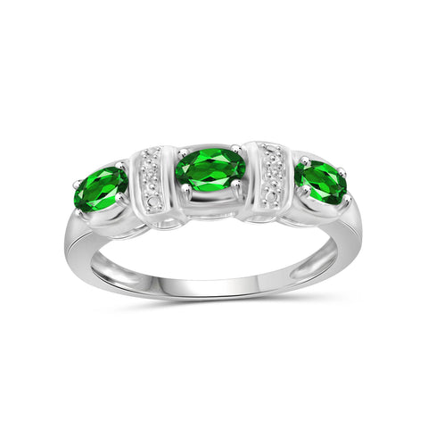 0.69 CTW Chrome Diopside & Accent White Diamonds Ring in Sterling Silver