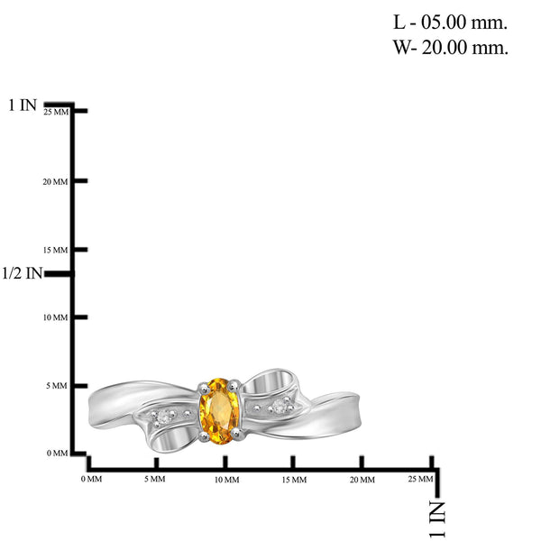 Citrine Ring Birthstone Jewelry – 0.20 Carat Citrine 0.925 Sterling Silver Ring Jewelry with White Diamond Accent – Gemstone Rings with Hypoallergenic 0.925 Sterling Silver Band