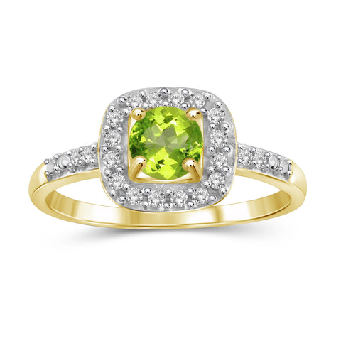 1/2 Carat T.G.W. Peridot And White Diamond Accent 14K Gold-Plated Ring