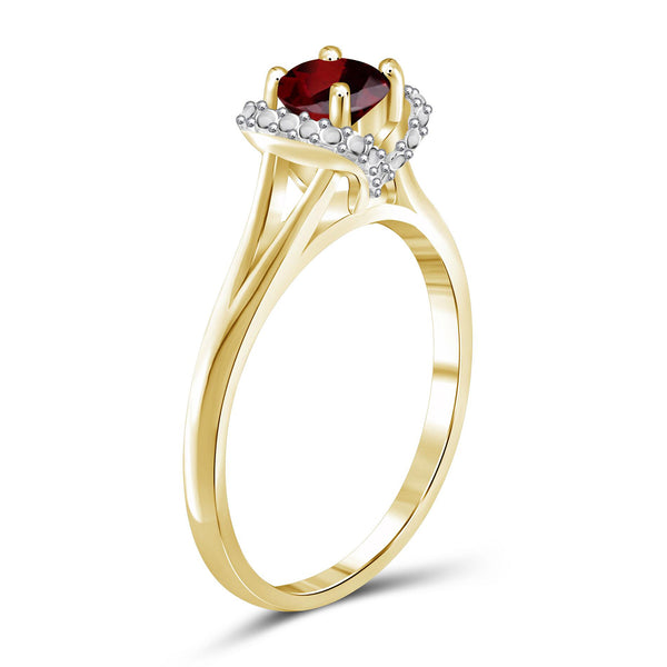 3/4 Carat T.G.W. Garnet 14K Gold-Plated Ring