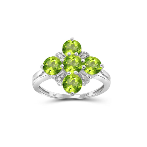 2 1/4 Carat T.G.W. Peridot And White Diamond Accent Sterling Silver Ring