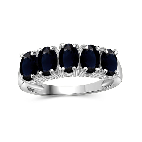 3.35 Carat T.G.W. Sapphire Gemstone Sterling Silver Ring