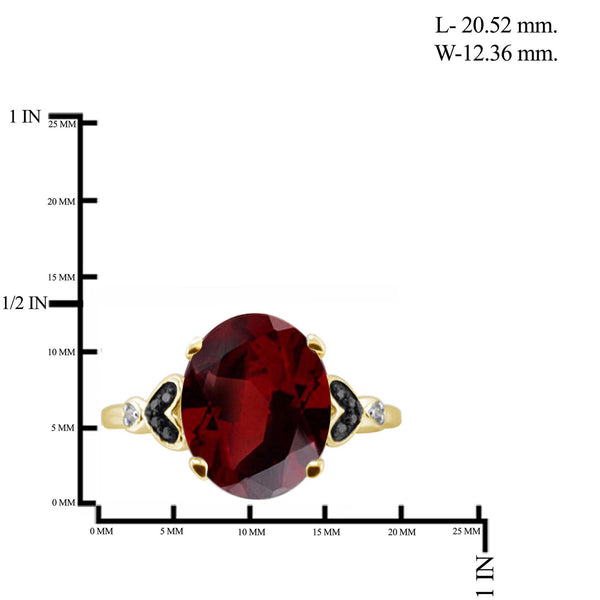 2 1/5 Carat T.G.W. Garnet And Accent Black & White Diamond 14K Gold-Plated Ring