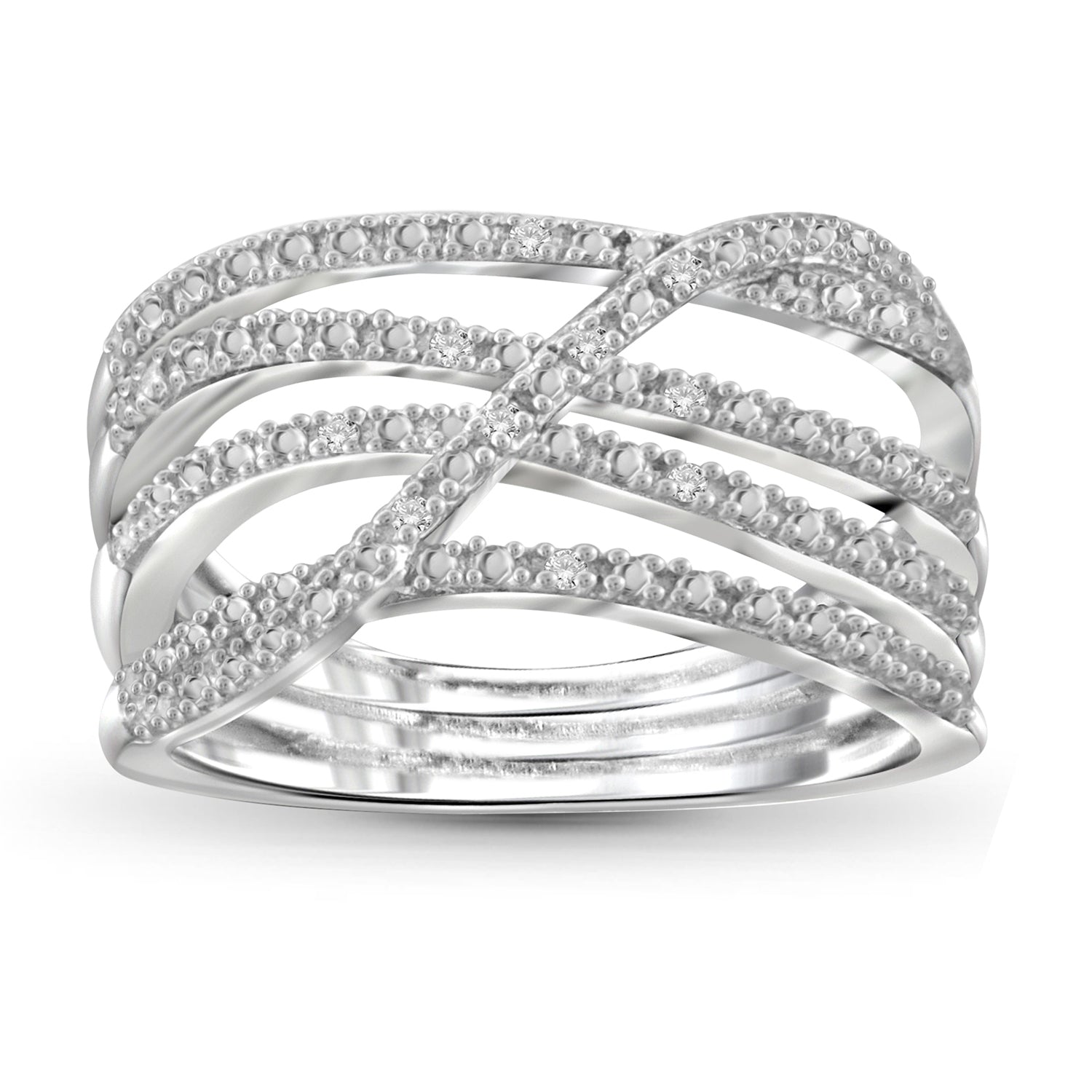 White Diamond Accent Sterling Silver Open Ring