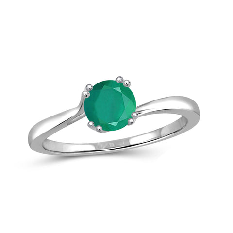 0.46 Carat T.G.W. Emerald Gemstone Sterling Silver Or 14K Gold-Plated Ring