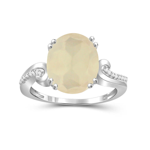 4 1/4 Carat T.G.W. Moonstone And White Diamond Accent Sterling Silver Ring