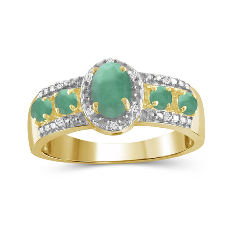 3/4 Carat T.G.W. Emerald And White Diamond Accent 14K Gold-Plated Ring