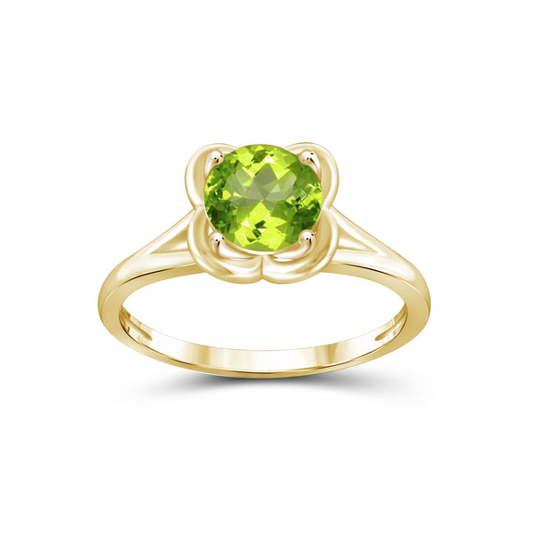 1 1/2 Carat T.G.W. Peridot 14K Gold-Plated Ring