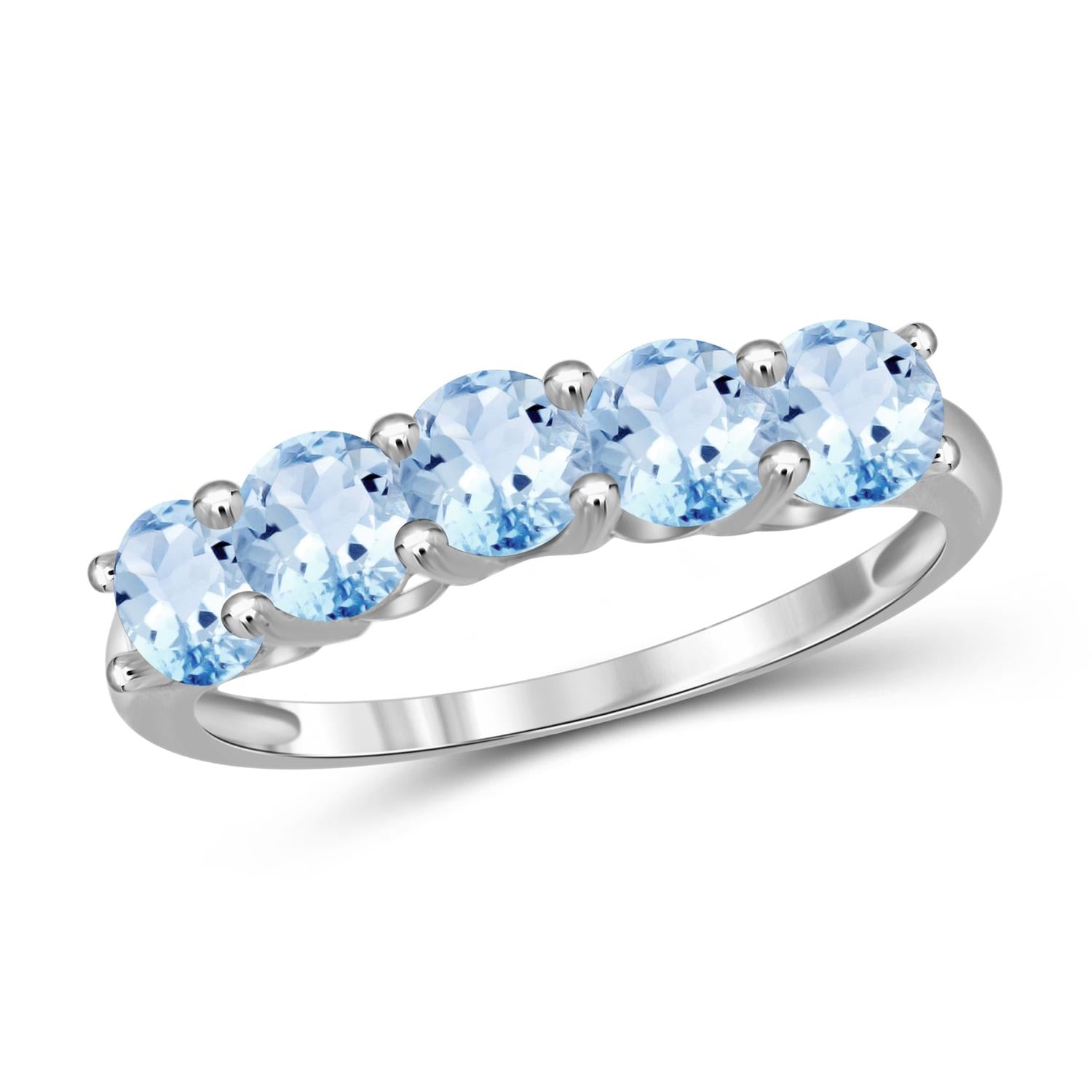 1 1/2 Carat T.G.W. Sky Blue Topaz Sterling Silver 5-Stone Ring