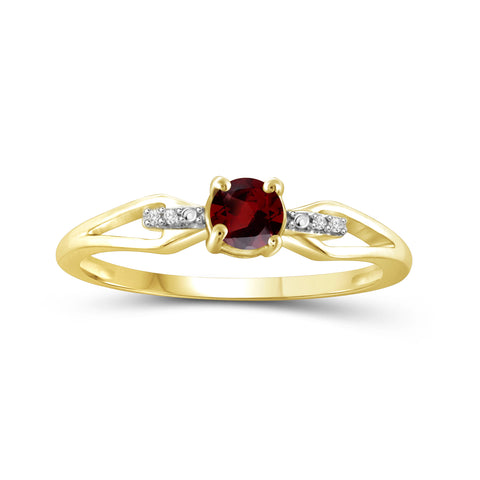 1/2 Carat T.G.W. Garnet And White Diamond Accent 14K Gold-Plated Ring