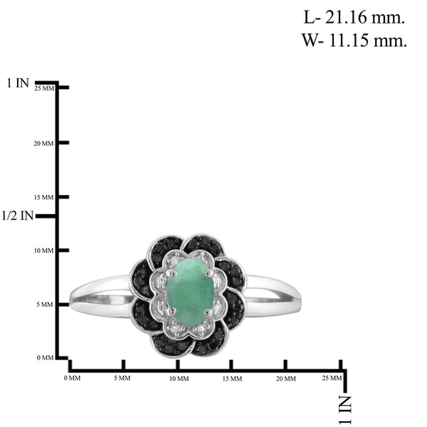 1/3 Carat T.G.W. Emerald And Black & White Diamond Accent Sterling Silver Or 14K Gold-Plated Ring