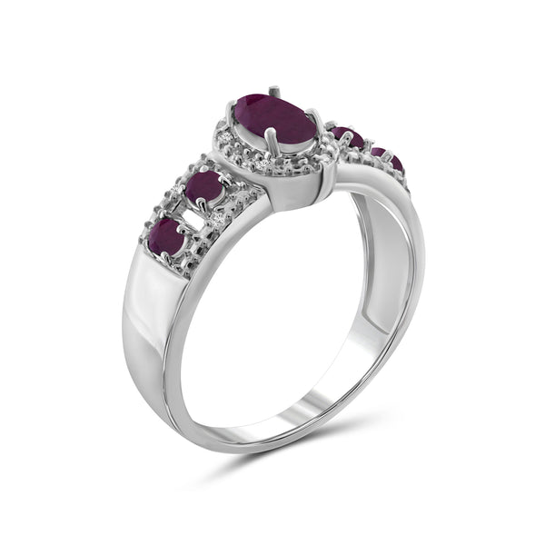 3/4 Carat T.G.W. Ruby And White Diamond Accent Sterling Silver Ring