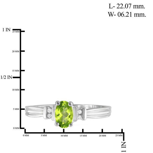 Peridot Ring Birthstone Jewelry – 0.50 Carat Peridot 0.925 Sterling Silver Ring Jewelry with White Diamond Accent – Gemstone Rings with Hypoallergenic 0.925 Sterling Silver Band