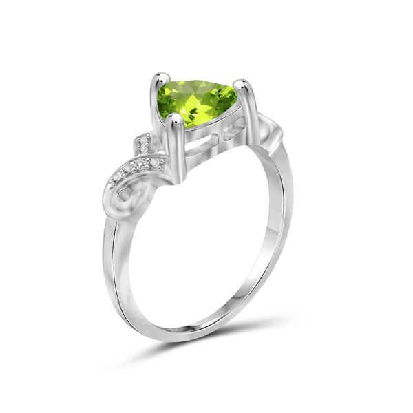 1 1/2 Carat T.G.W. Peridot And White Diamond Accent Sterling Silver Ring