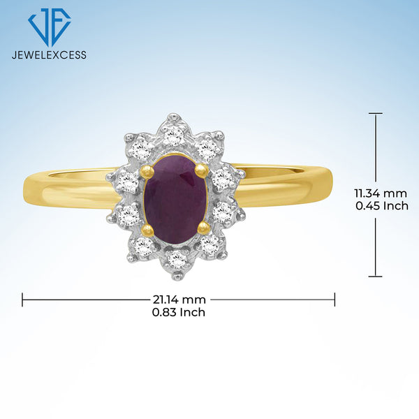 5/8 Carat T.G.W. Ruby And White Topaz 14K Gold-Plated Ring